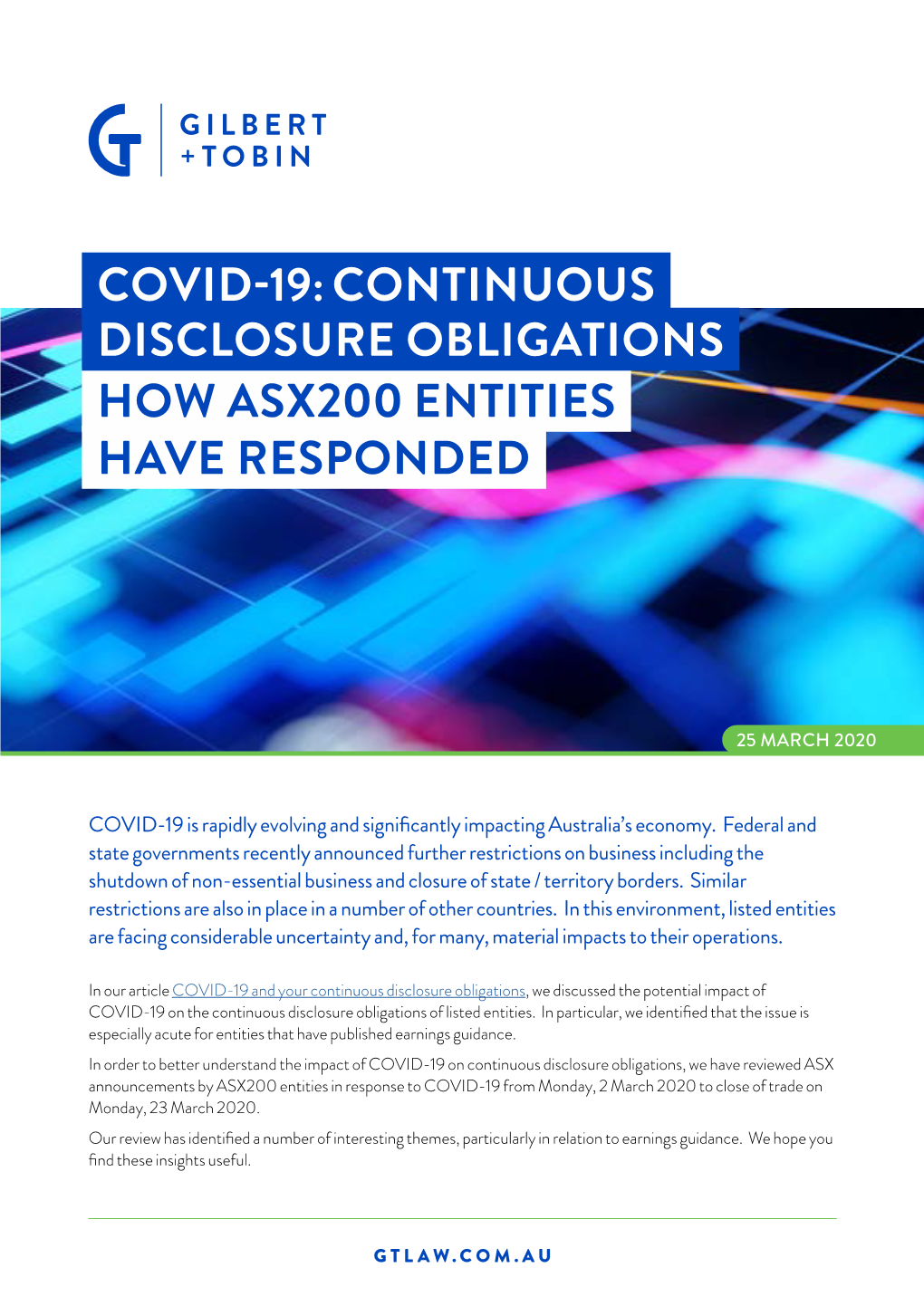 Covid-19: Continuous How Asx200 Entities Disclosure