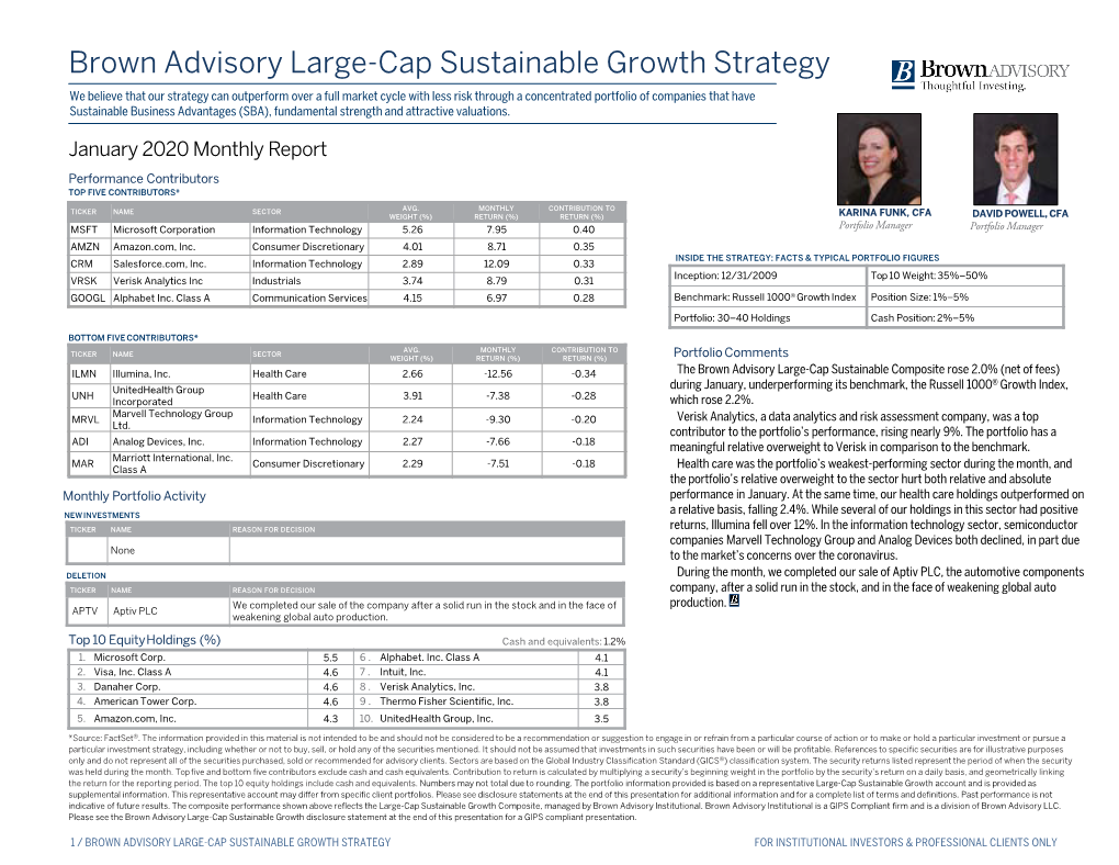 Brown Advisory Large-Cap Sustainable Growth Strategy