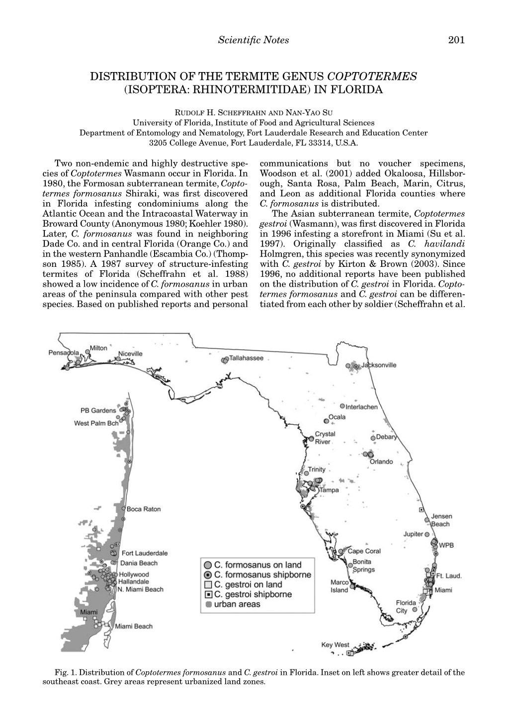 Distribution of the Termite Genus Coptotermes (Isoptera: Rhinotermitidae) in Florida