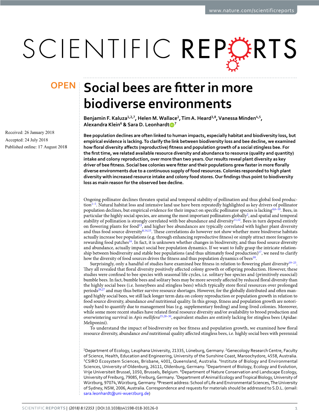 Social Bees Are Fitter in More Biodiverse Environments