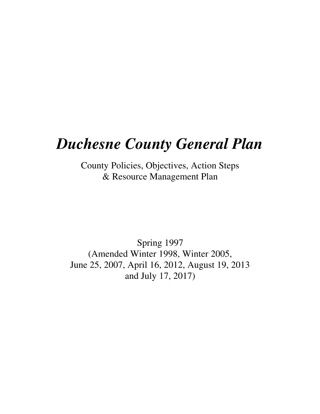 Duchesne County General Plan