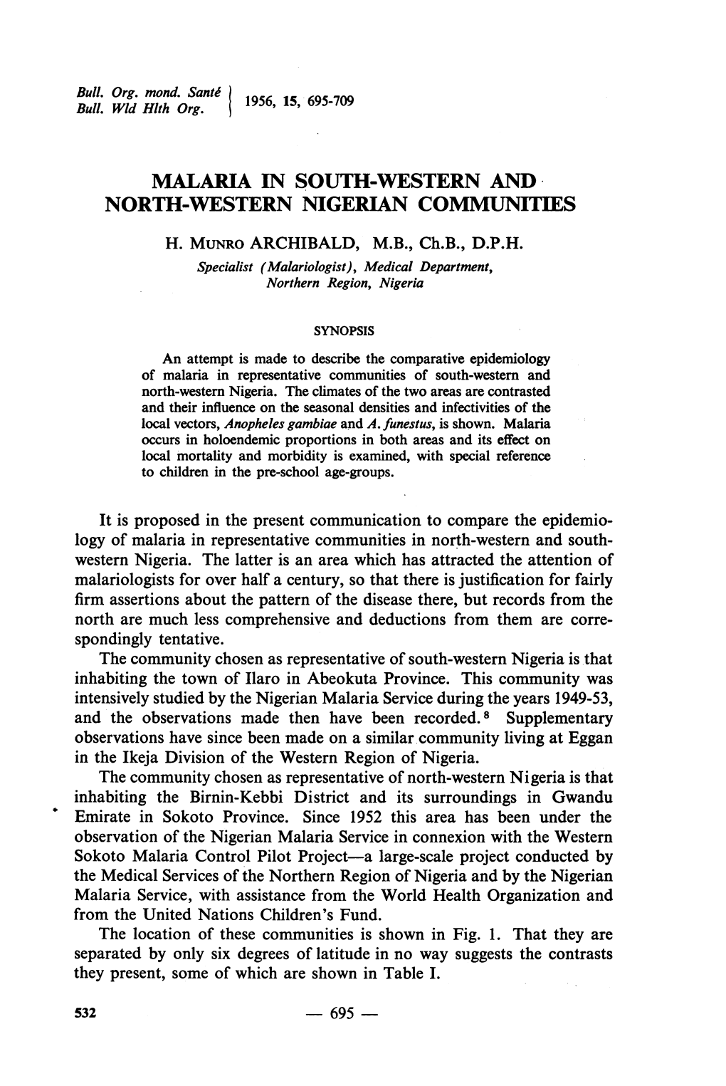 Malaria in South-Western and North-Western Nigerian Communities H