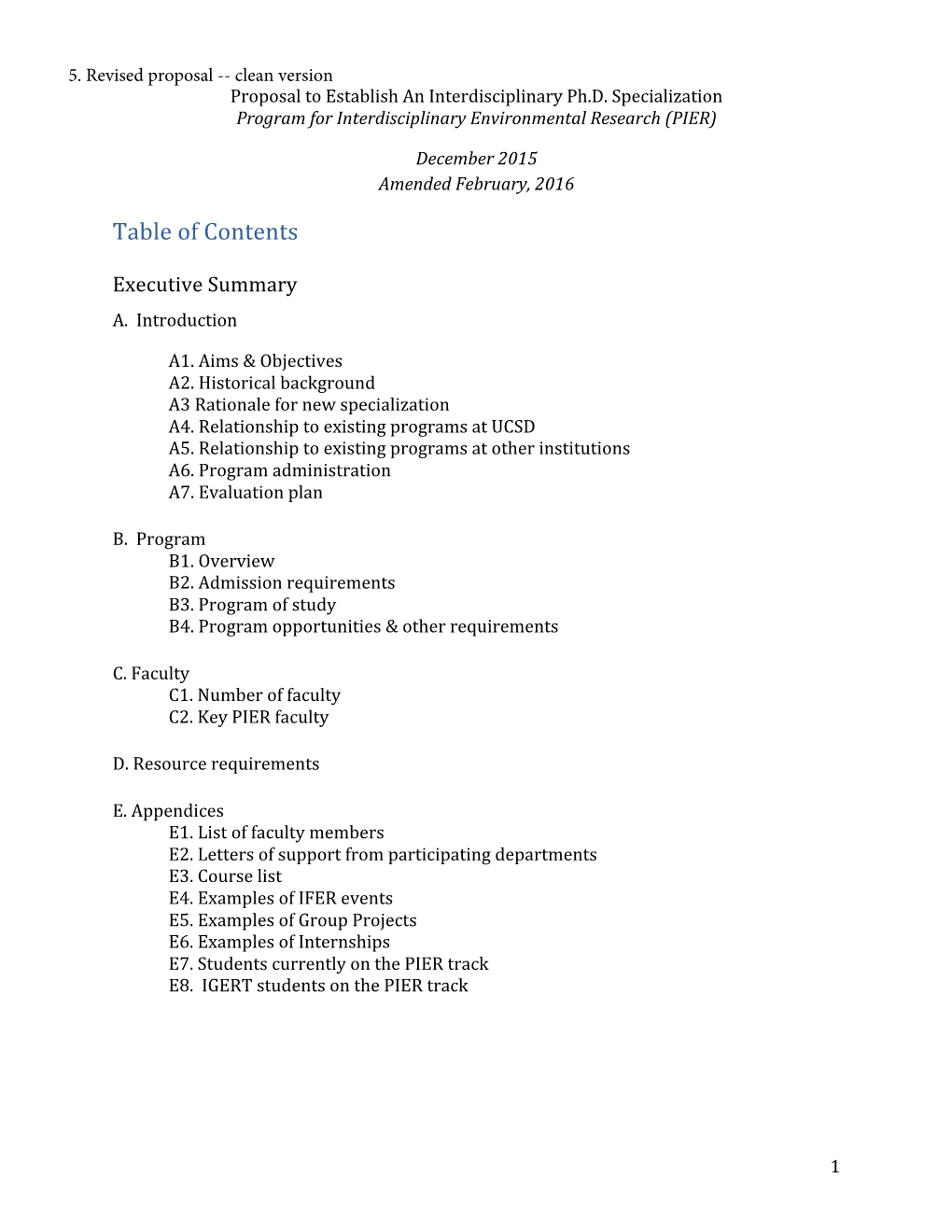 Table of Contents