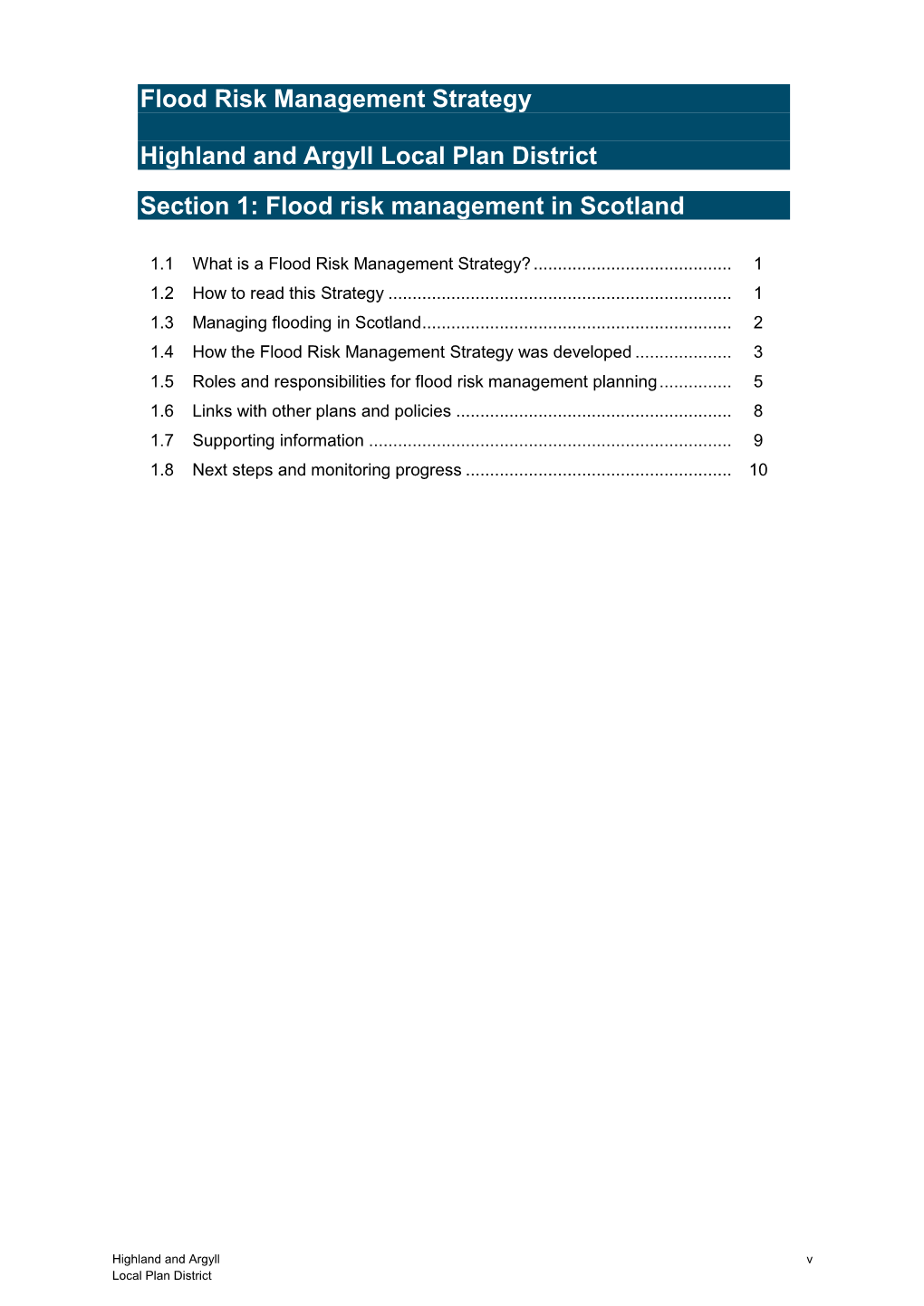 Flood Risk Management Strategy Highland and Argyll Local