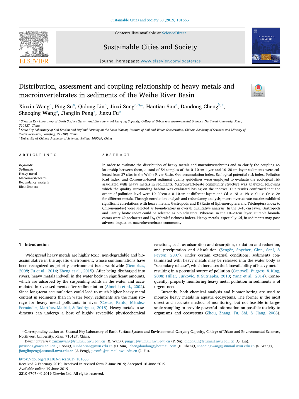 Distribution, Assessment and Coupling Relationship of Heavy Metals And