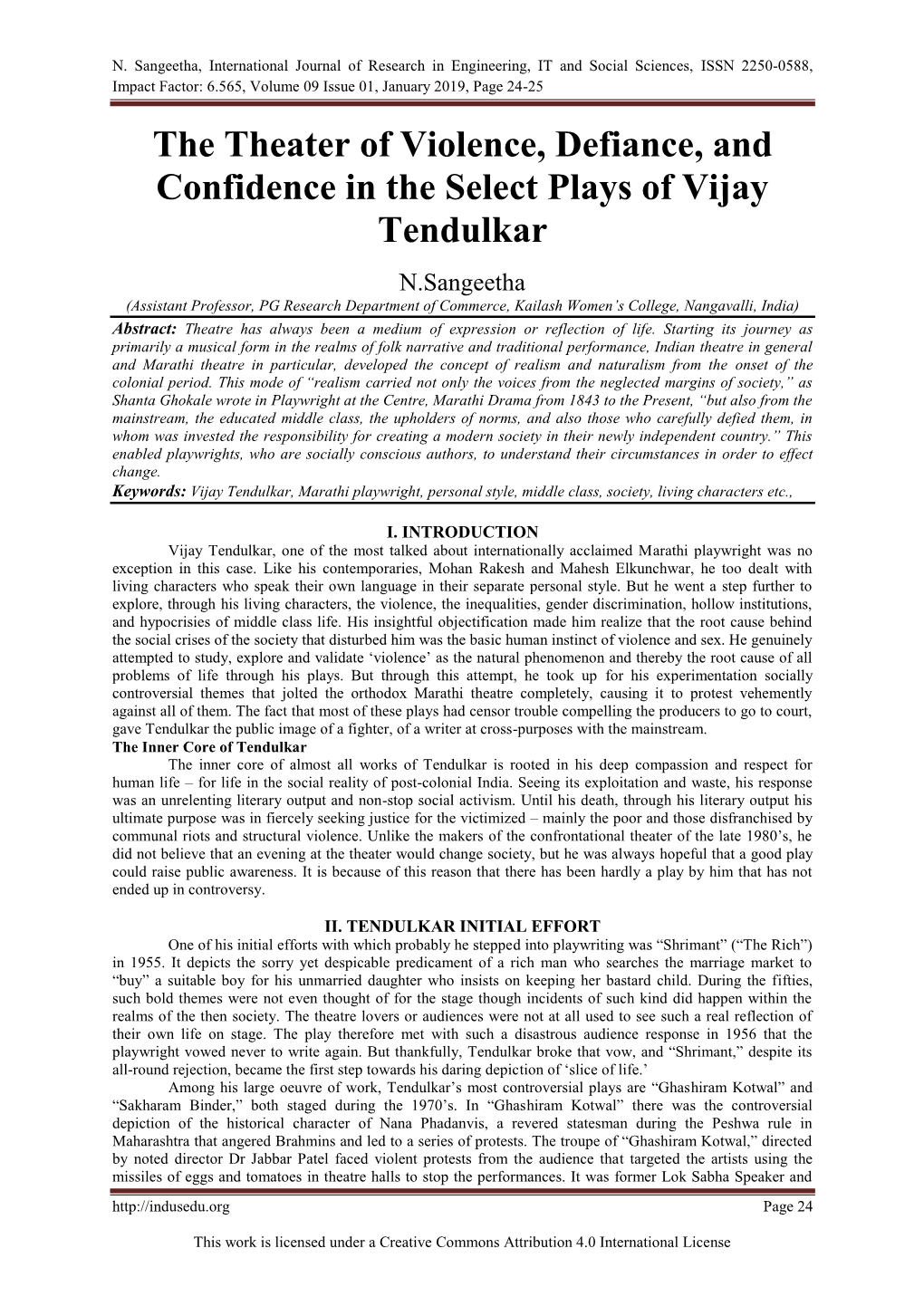 N. Sangeetha, International Journal of Research in Engineering, IT and Social Sciences, ISSN 2250-0588, Impact Factor: 6.565, Vo