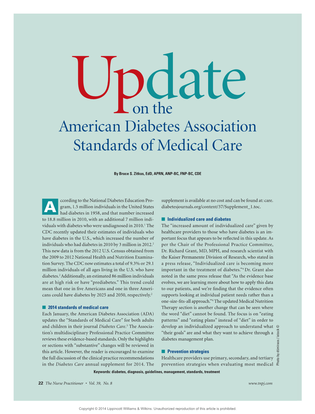 On the American Diabetes Association Standards of Medical Care