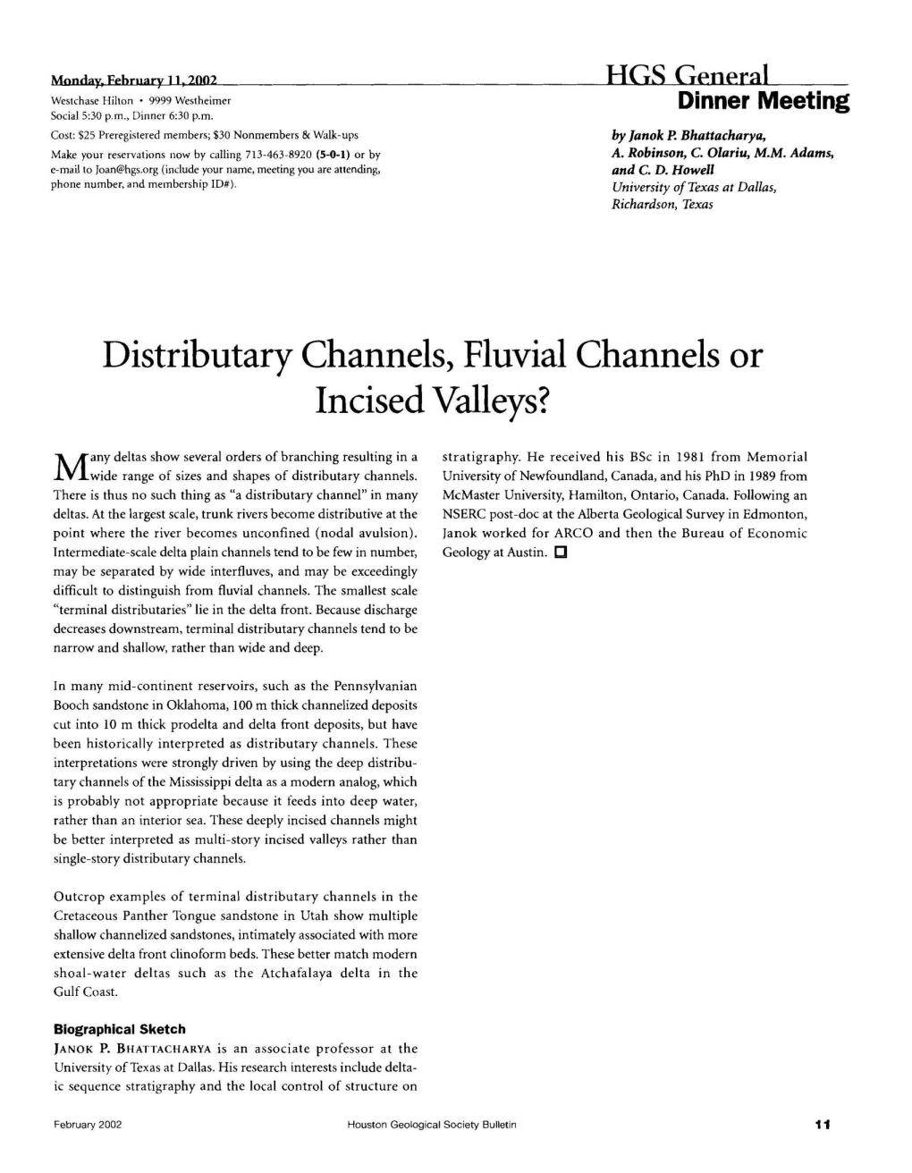 Distributary Channels, Fluvial Channels Or Incised Valleys?