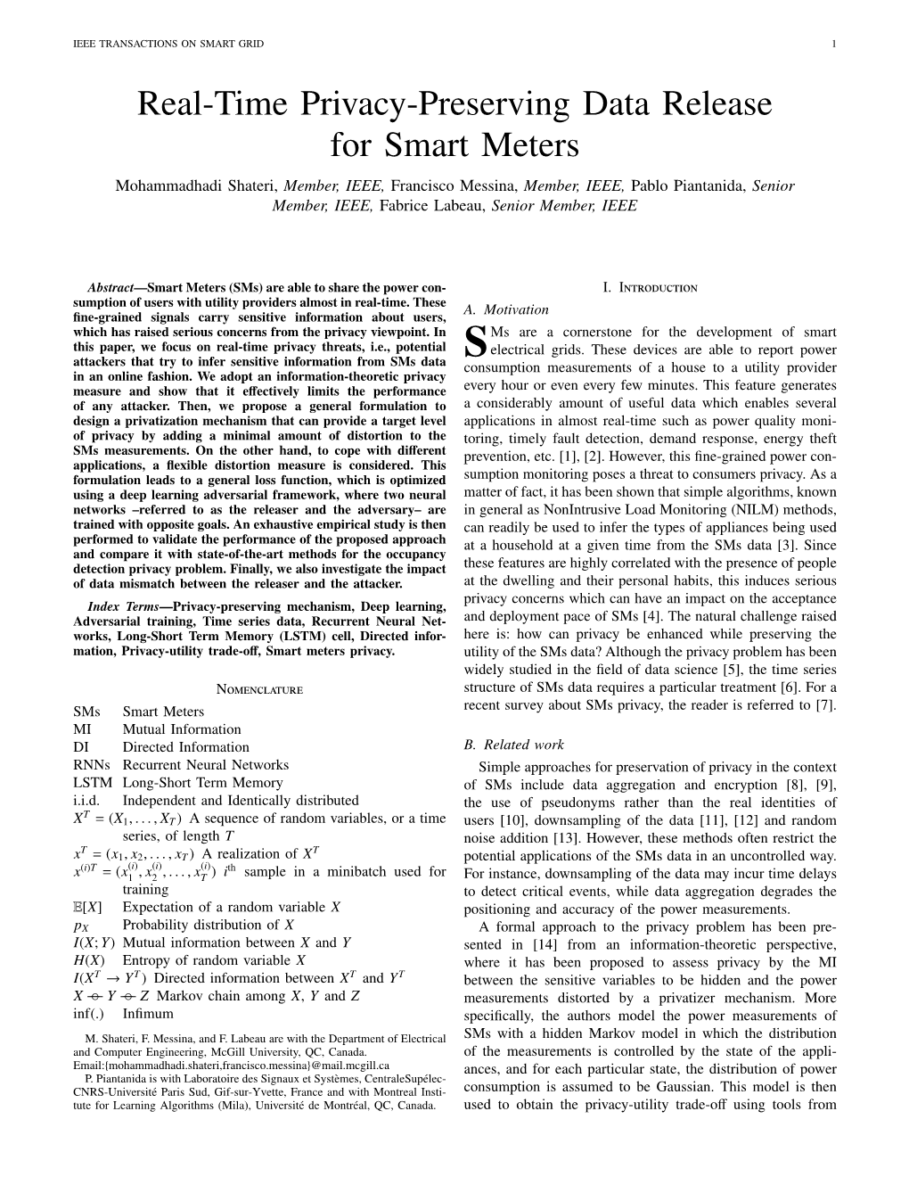 Real-Time Privacy-Preserving Data Release for Smart Meters