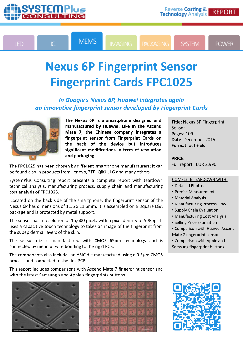 Nexus 6P Fingerprint Sensor Fingerprint Cards FPC1025