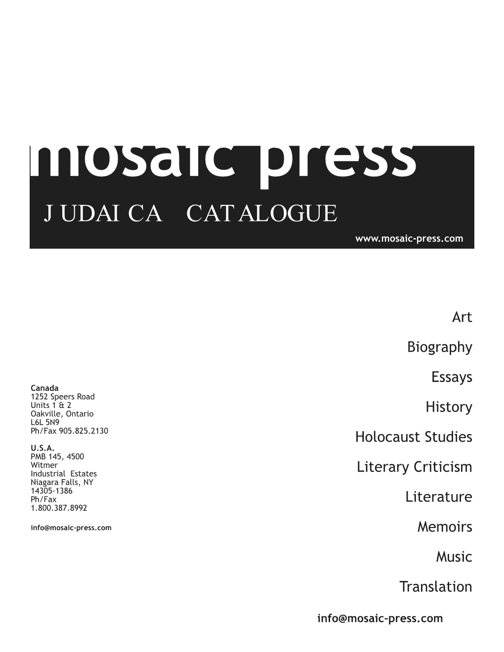 Judaica Catalogue