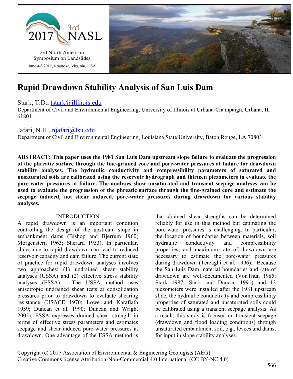 Rapid Drawdown Stability Analysis of San Luis Dam