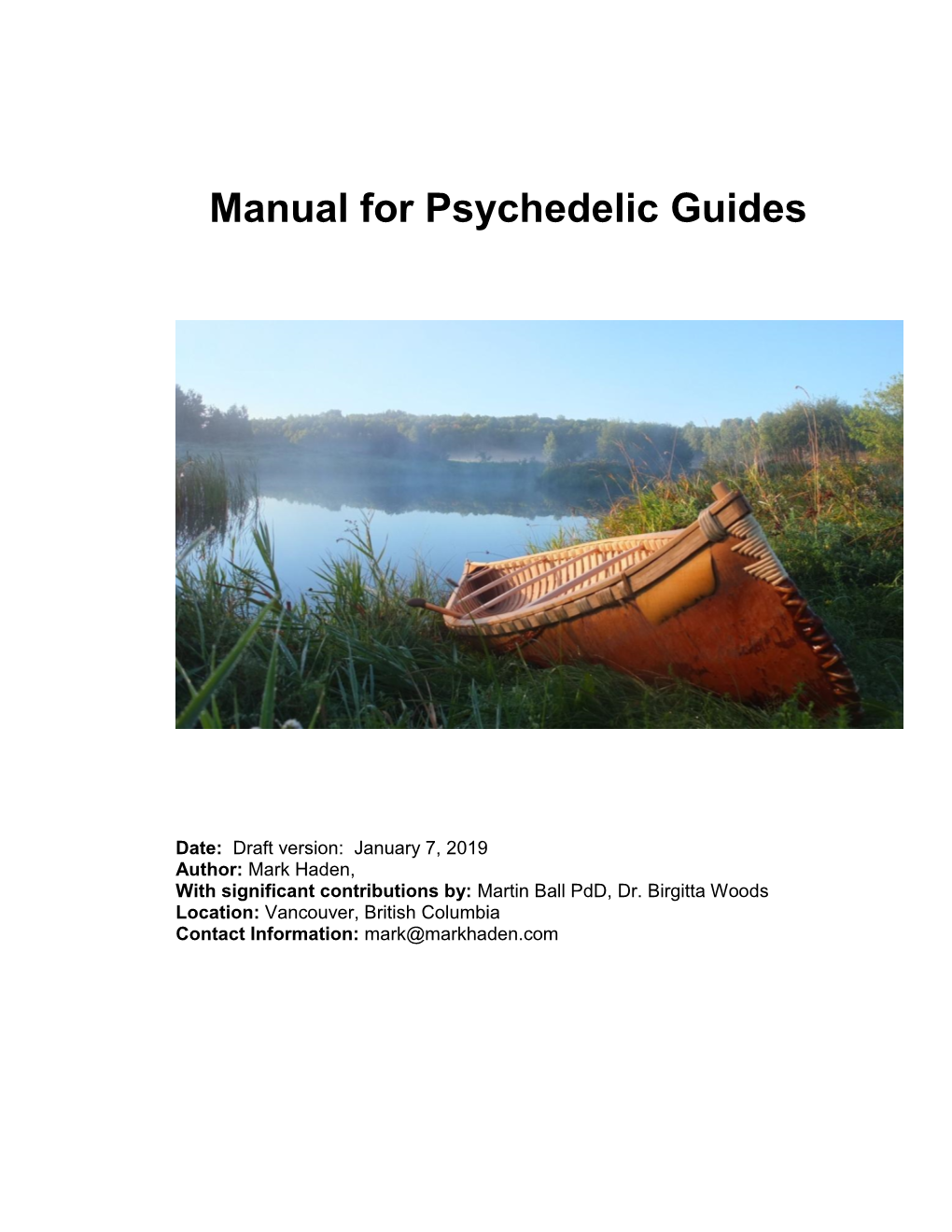 Manual for Psychedelic Guides