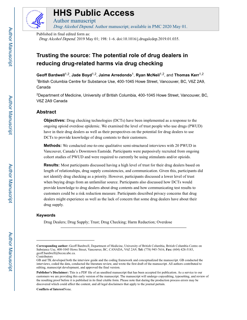 The Potential Role of Drug Dealers in Reducing Drug-Related Harms Via Drug Checking