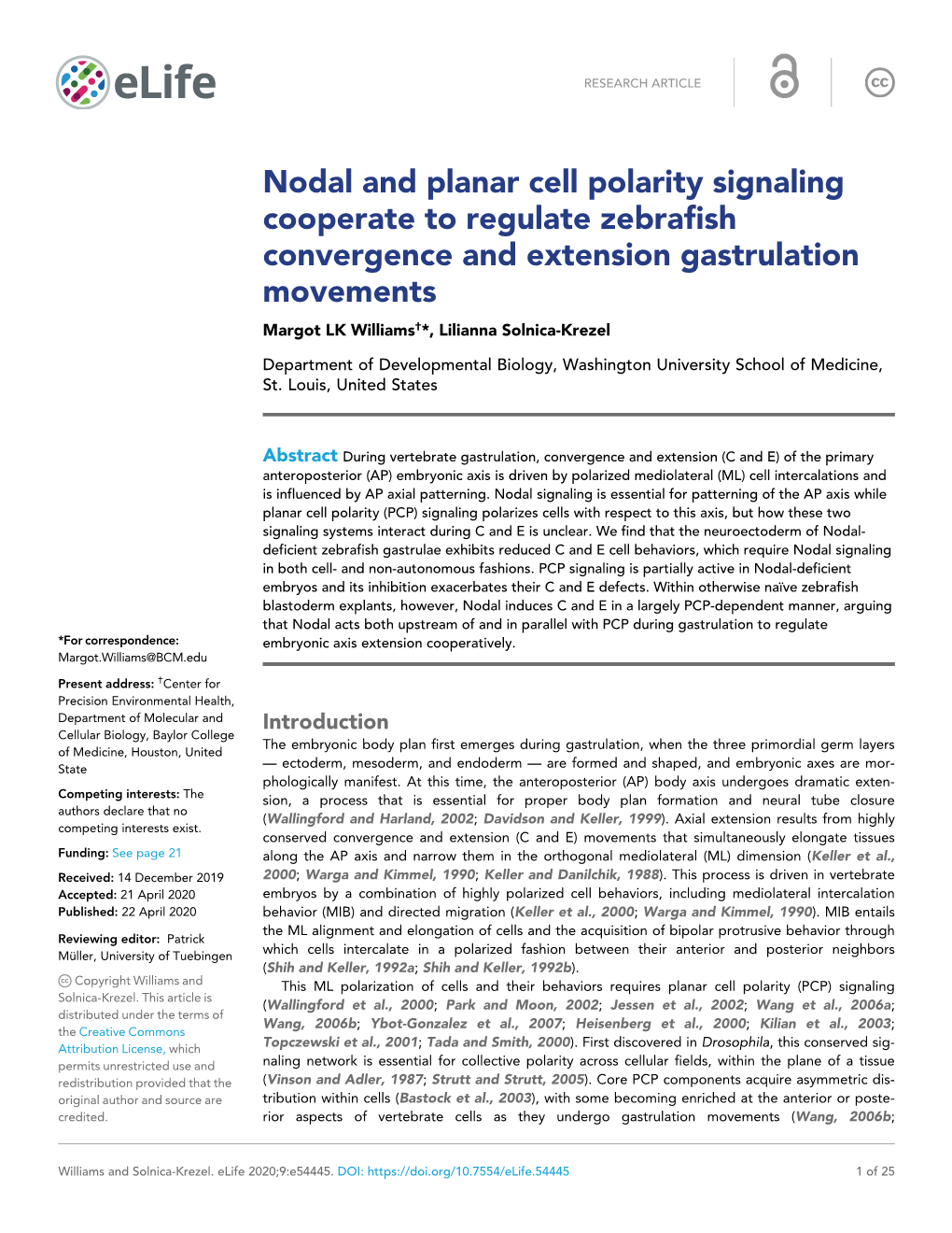 Nodal and Planar Cell Polarity Signaling Cooperate to Regulate