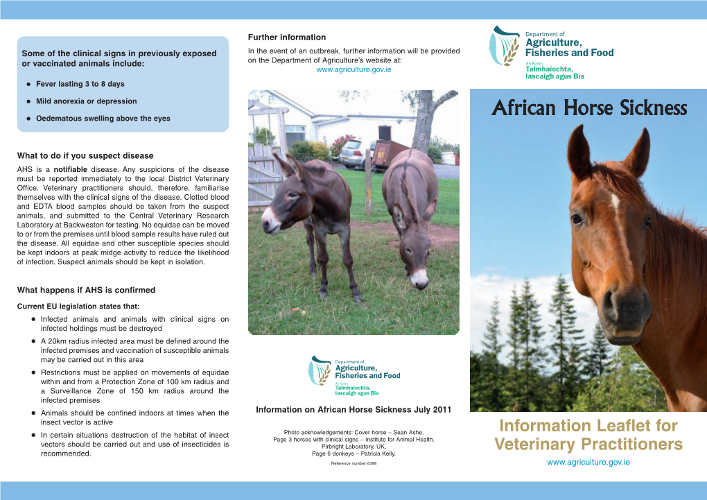 African Horse Sickness • Oedematous Swelling Above the Eyes