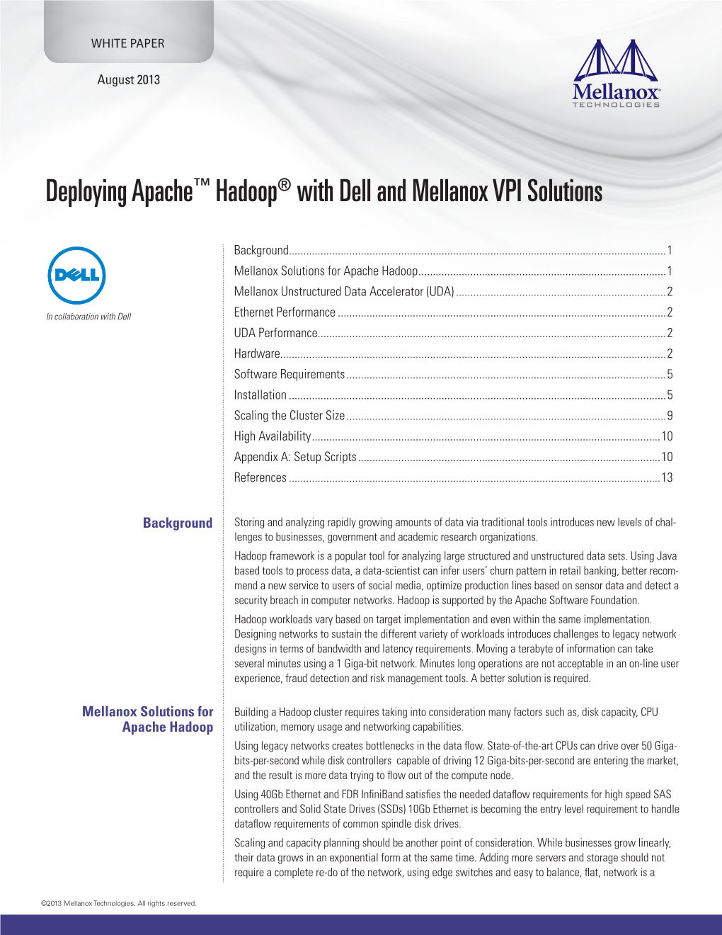 Deploying Apache™ Hadoop® with Dell and Mellanox VPI Solutions