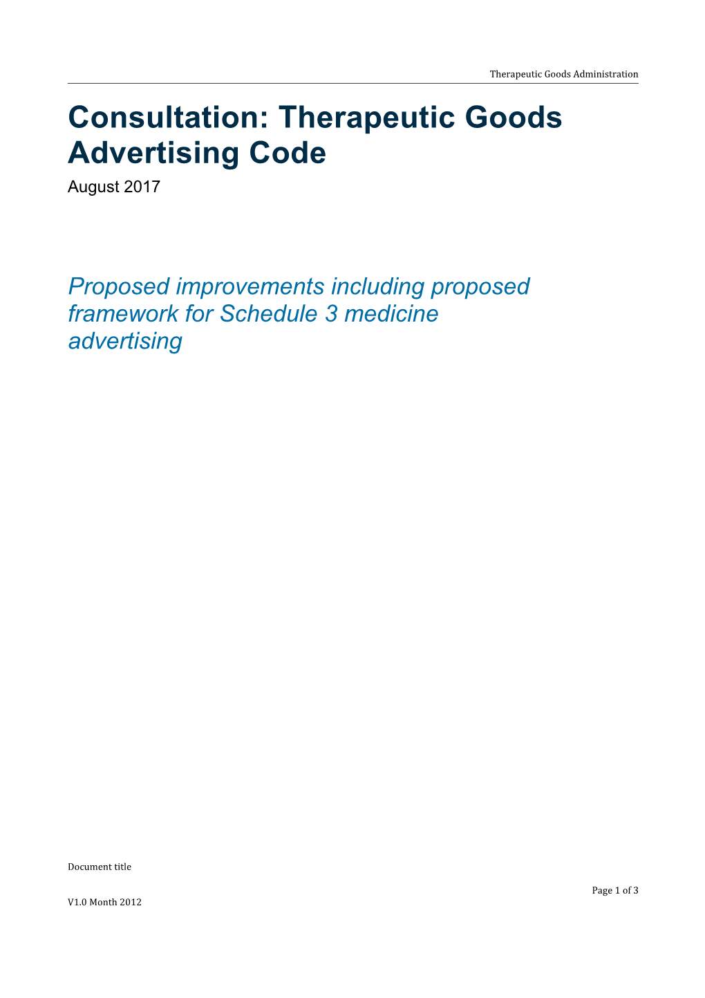 Consultation: Therapeutic Goods Advertising Code