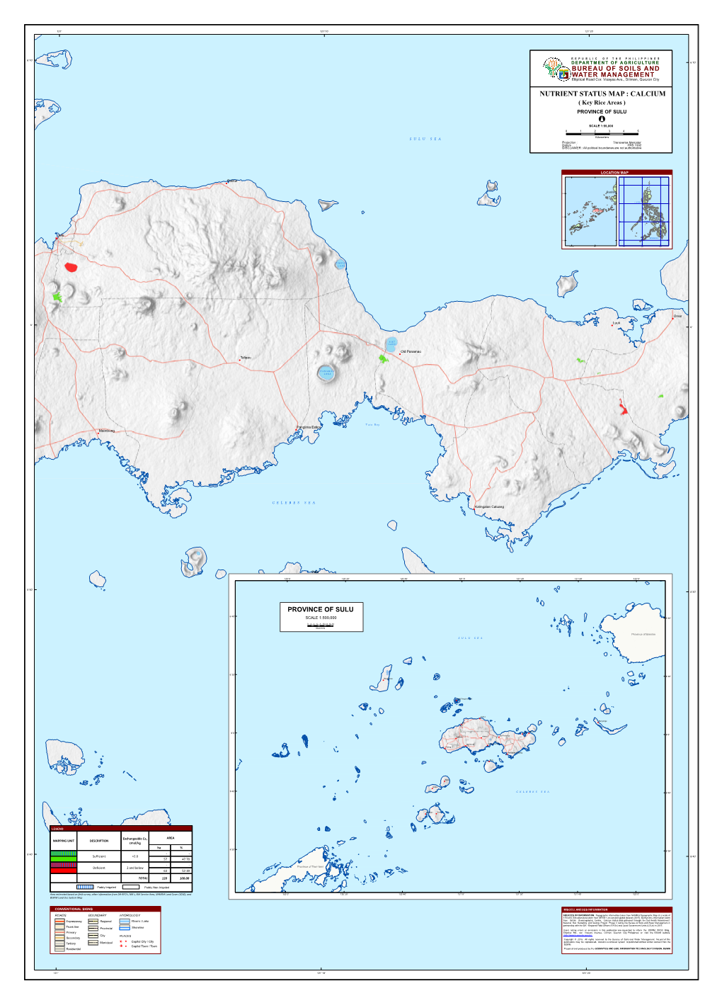 NUTRIENT STATUS MAP : CALCIUM ( Key Rice Areas ) PROVINCE of SULU ° SCALE 1:55,000 0 1 2 3 4 5