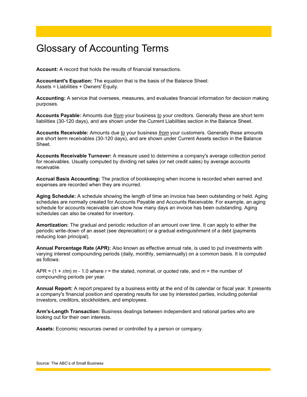 Account Glossary