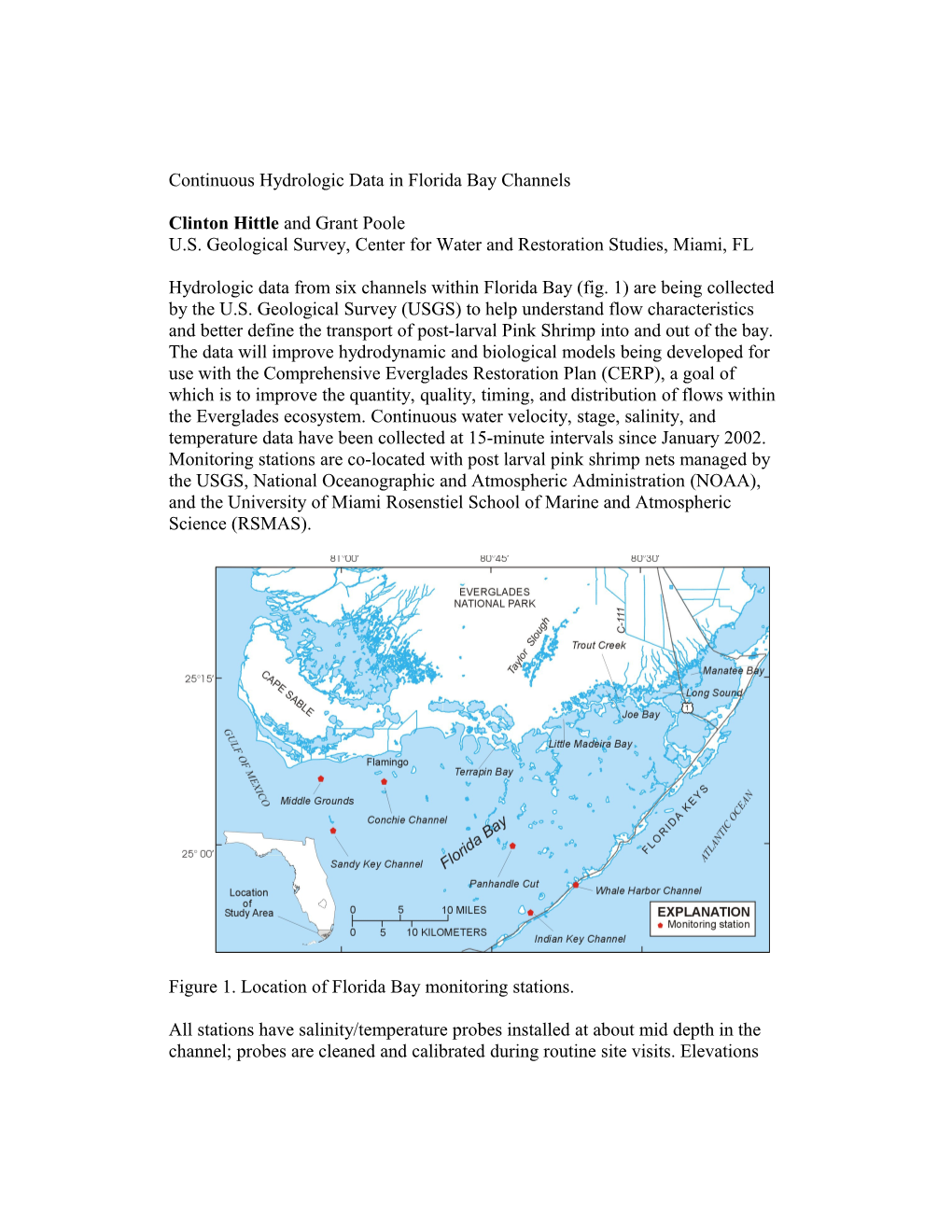 Continuous Hydrologic Data in Florida Bay Channels