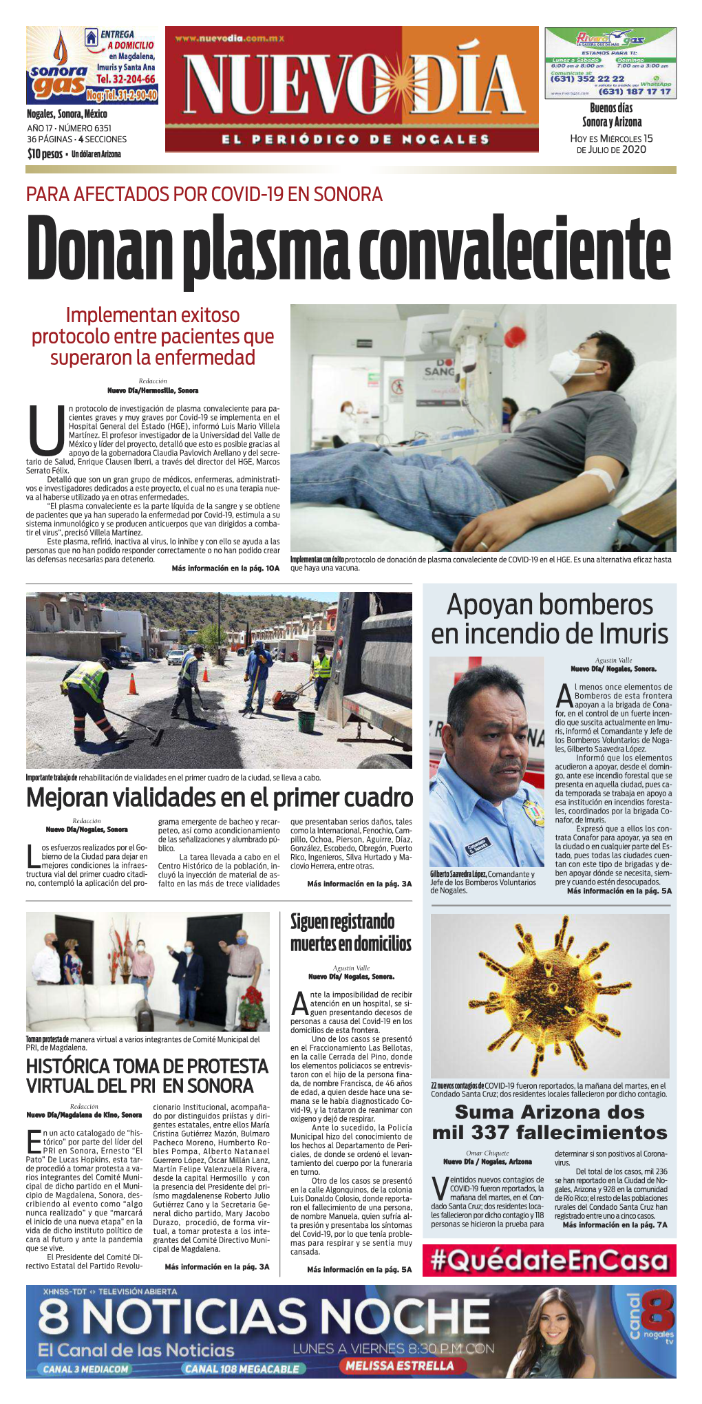 Apoyan Bomberos En Incendio De Imuris Agustín Valle Nuevo Día/ Nogales, Sonora
