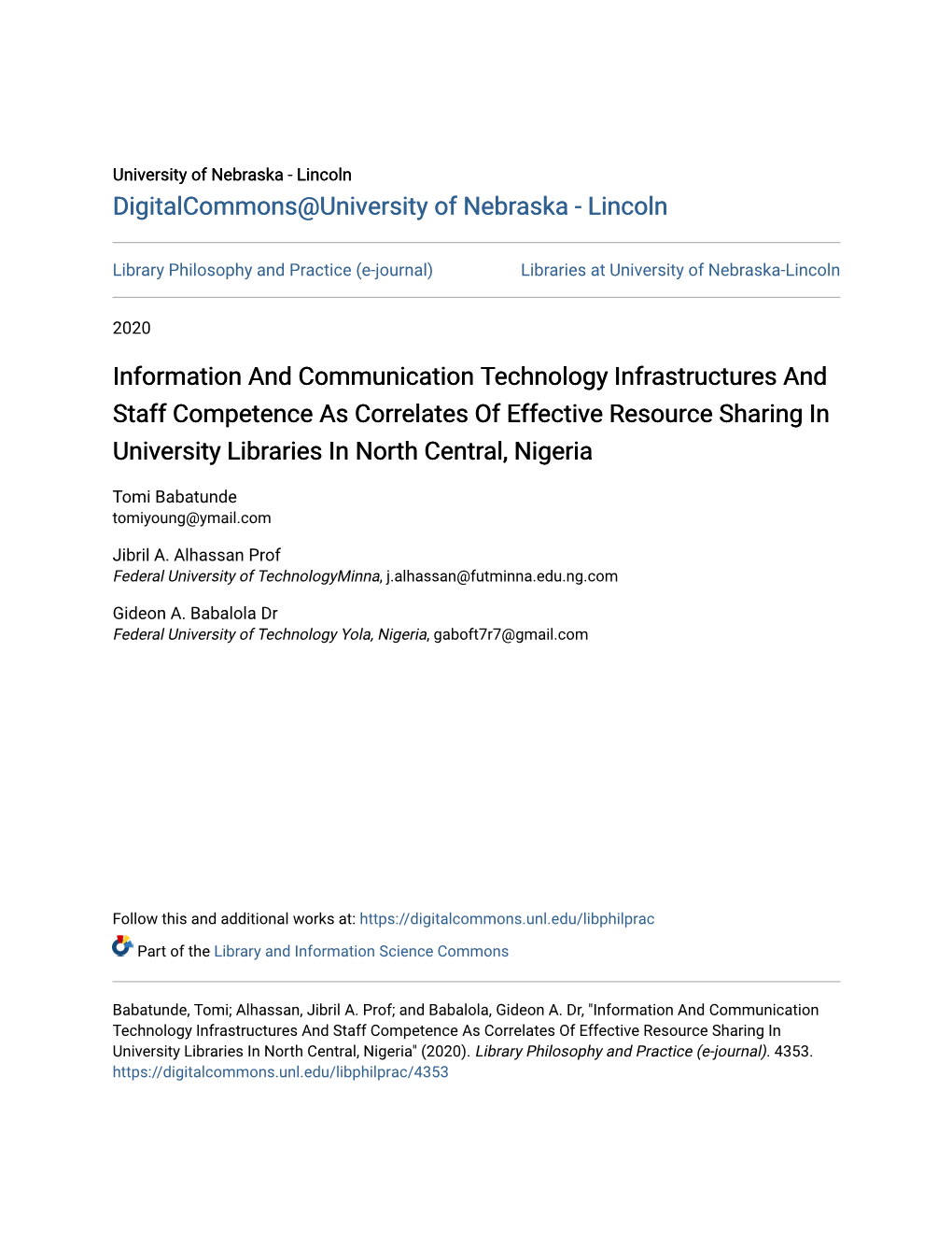 Information and Communication Technology Infrastructures And