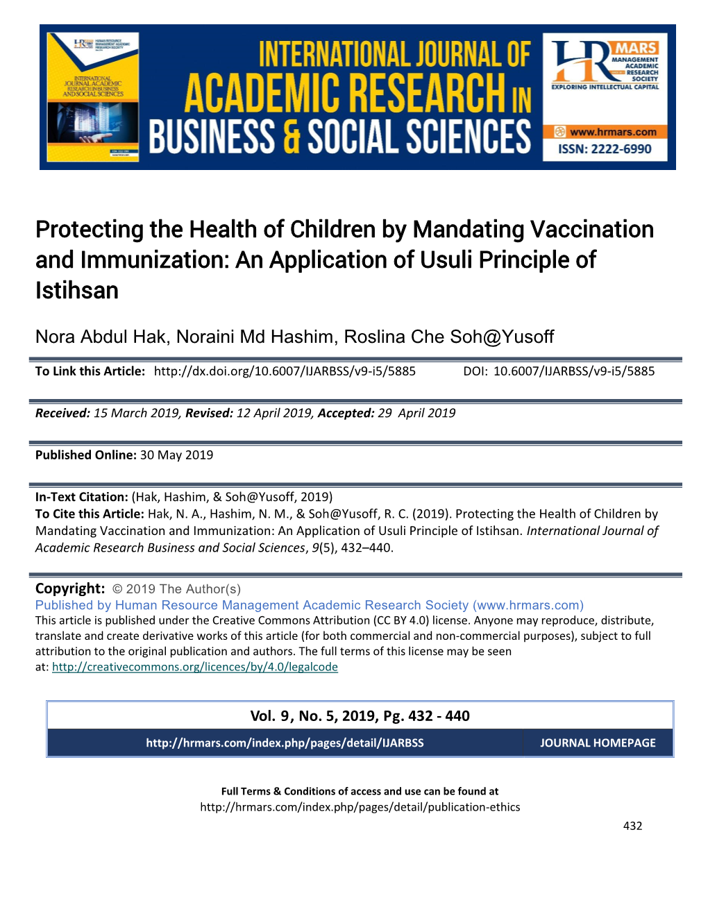 Protecting the Health of Children by Mandating Vaccination and Immunization: an Application of Usuli Principle of Istihsan