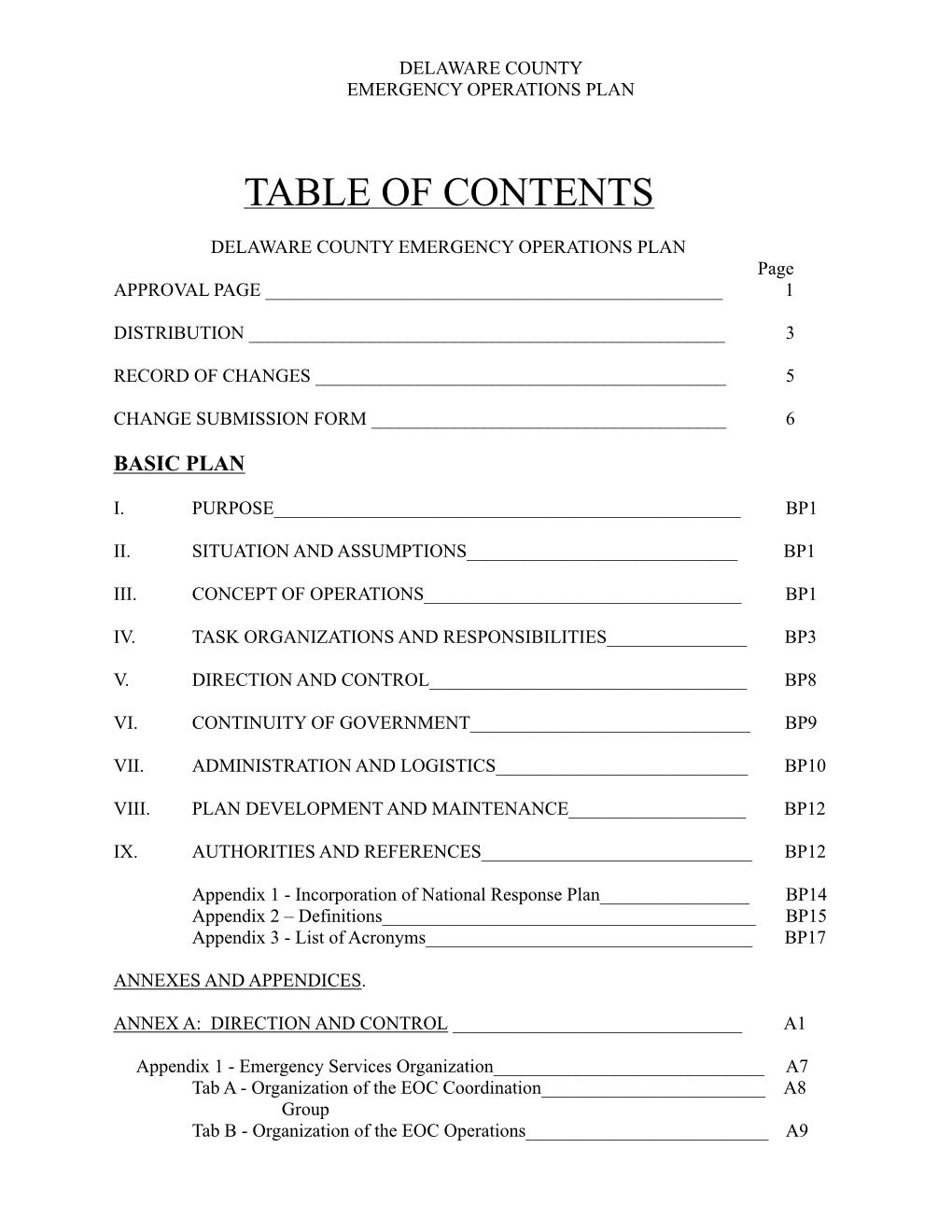 Table of Contents