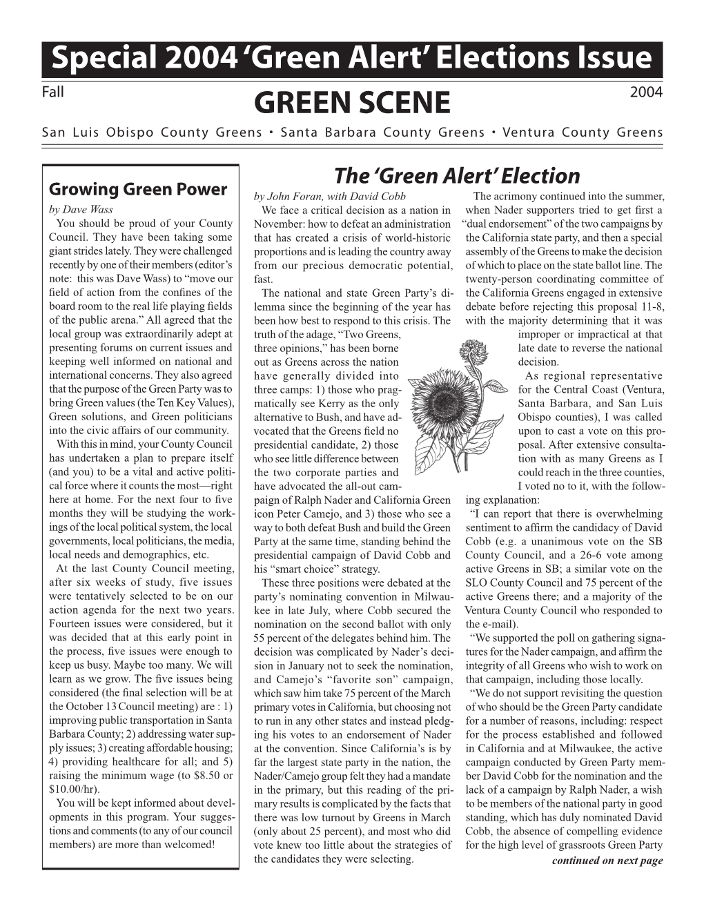 Special 2004 'Green Alert' Elections Issue