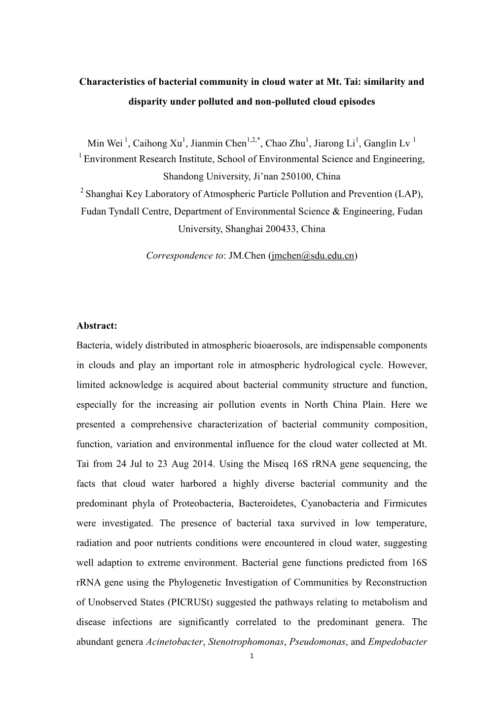 Similarity and Disparity Under Polluted and Non-Polluted Cloud Episodes