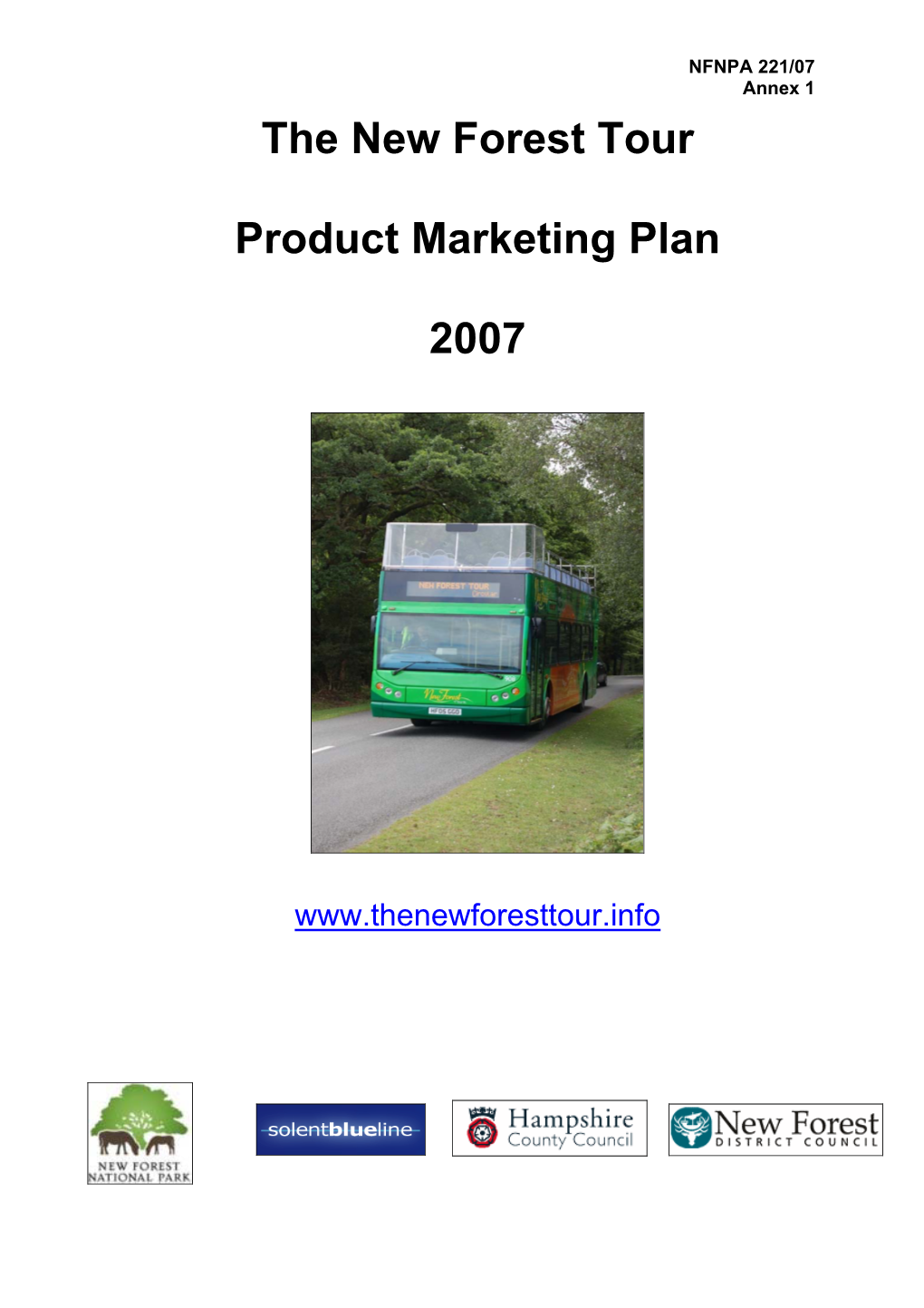 The New Forest Tour Product Marketing Plan 2007