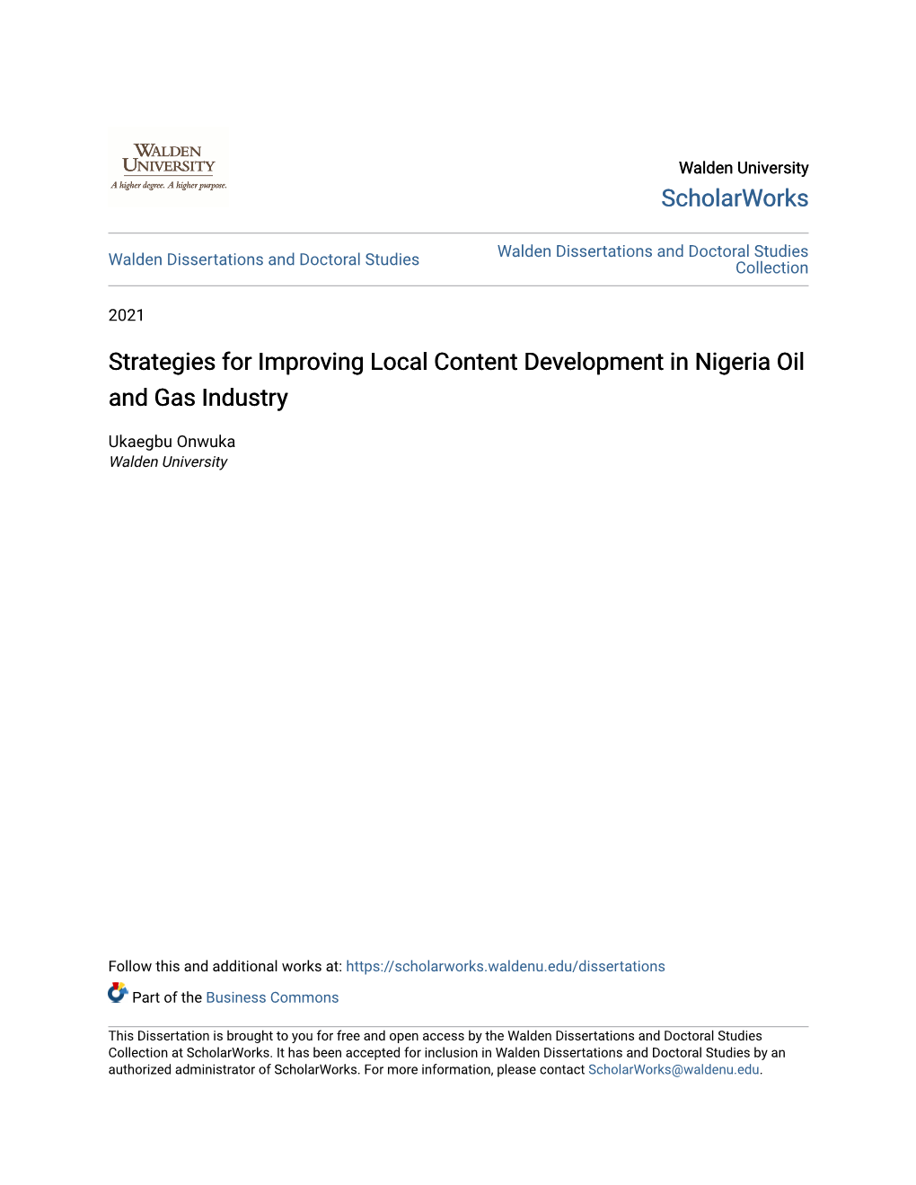 Strategies for Improving Local Content Development in Nigeria Oil and Gas Industry