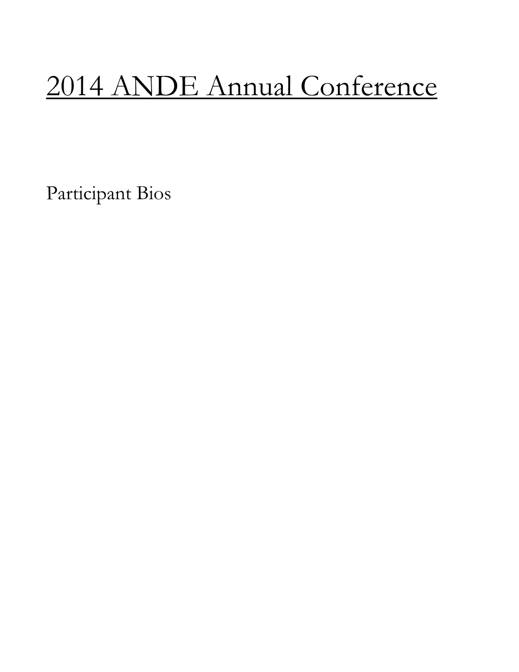 2014 ANDE Annual Conference