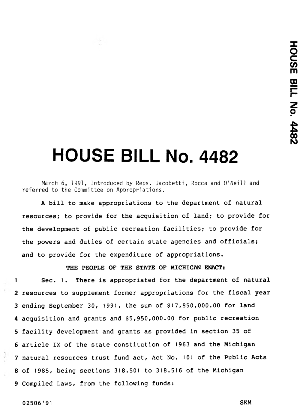 1991 House Introduced Bill 4482