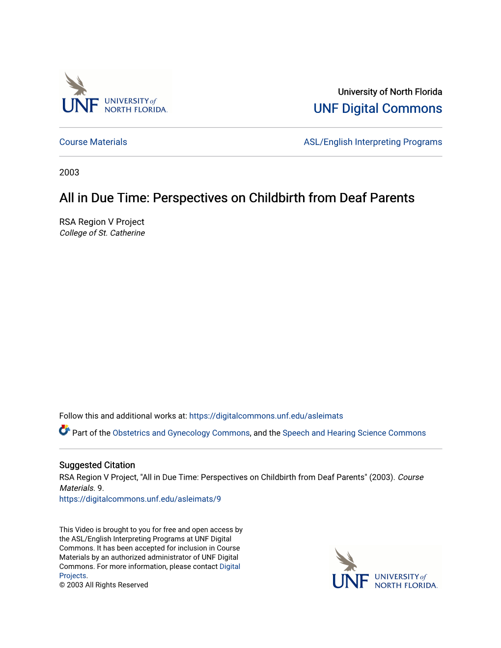 In Due Time: Perspectives on Childbirth from Deaf Parents