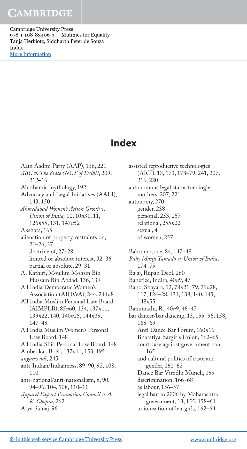 Aam Aadmi Party (AAP), 136, 221 ABC V. the State (NCT of Delhi