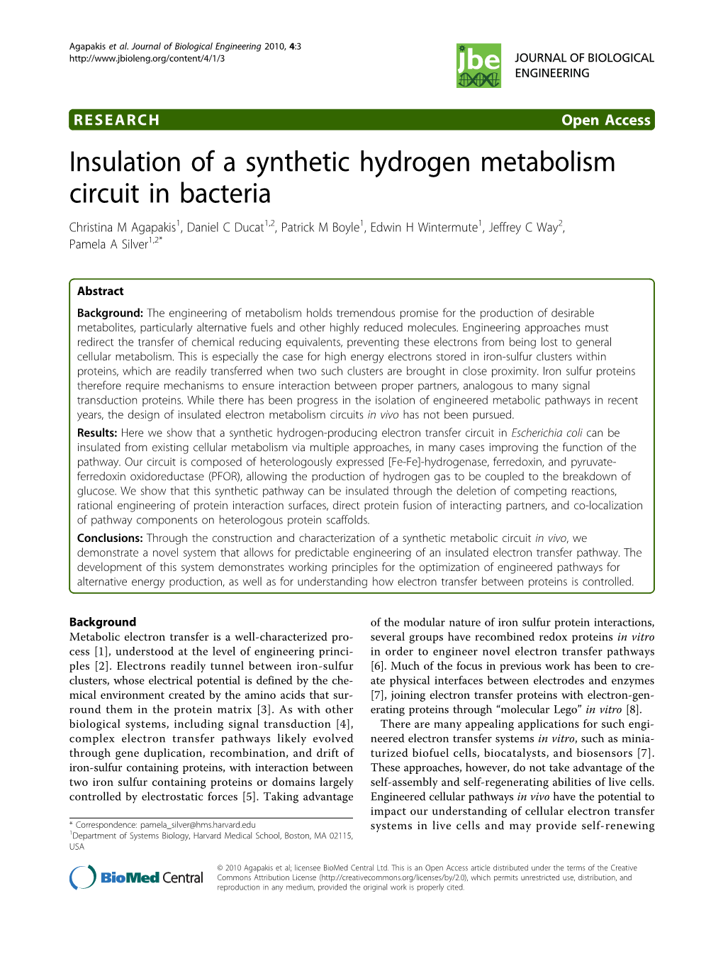 Insulation of a Synthetic Hydrogen Metabolism Circuit in Bacteria