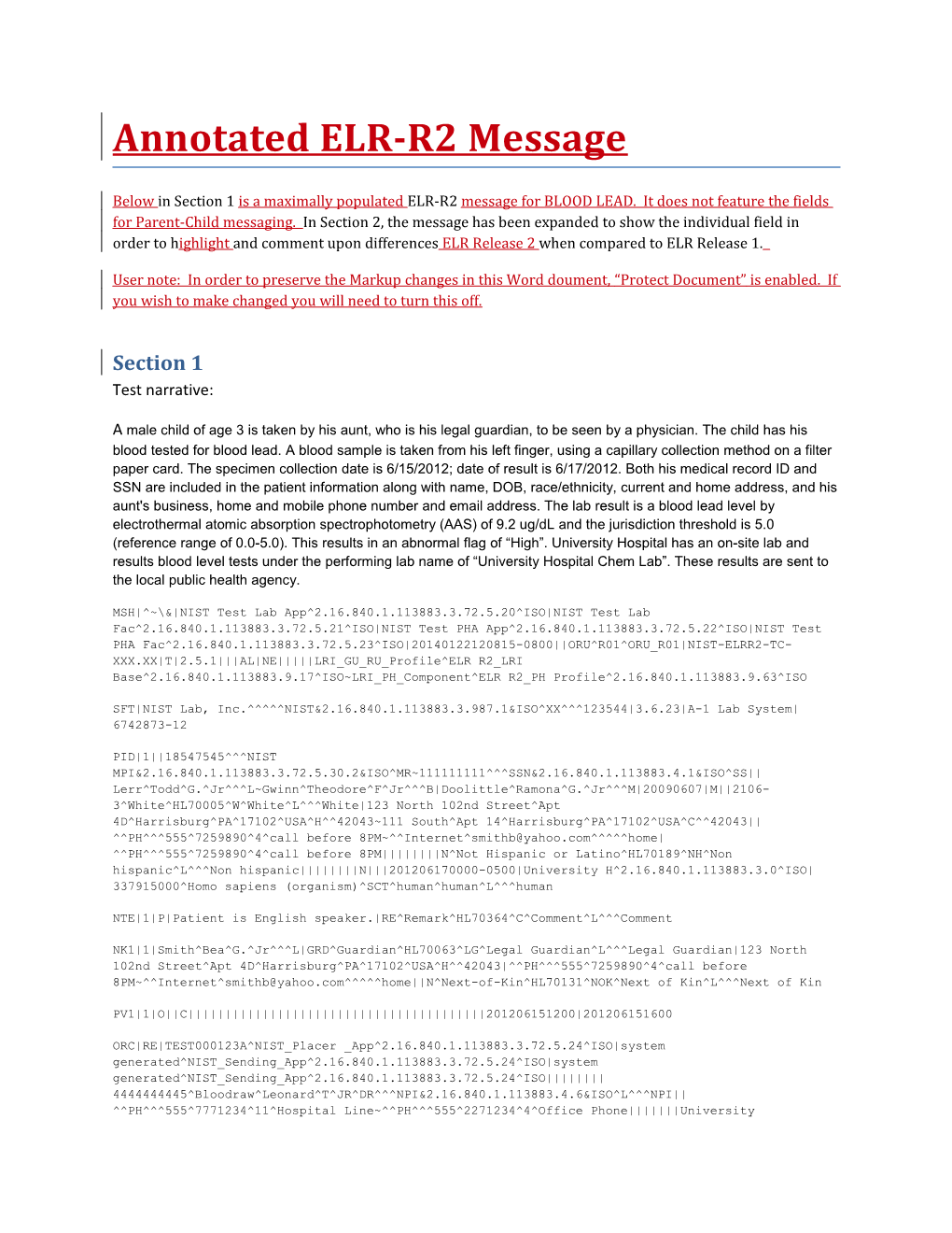 Annotated ELR-R2 Message