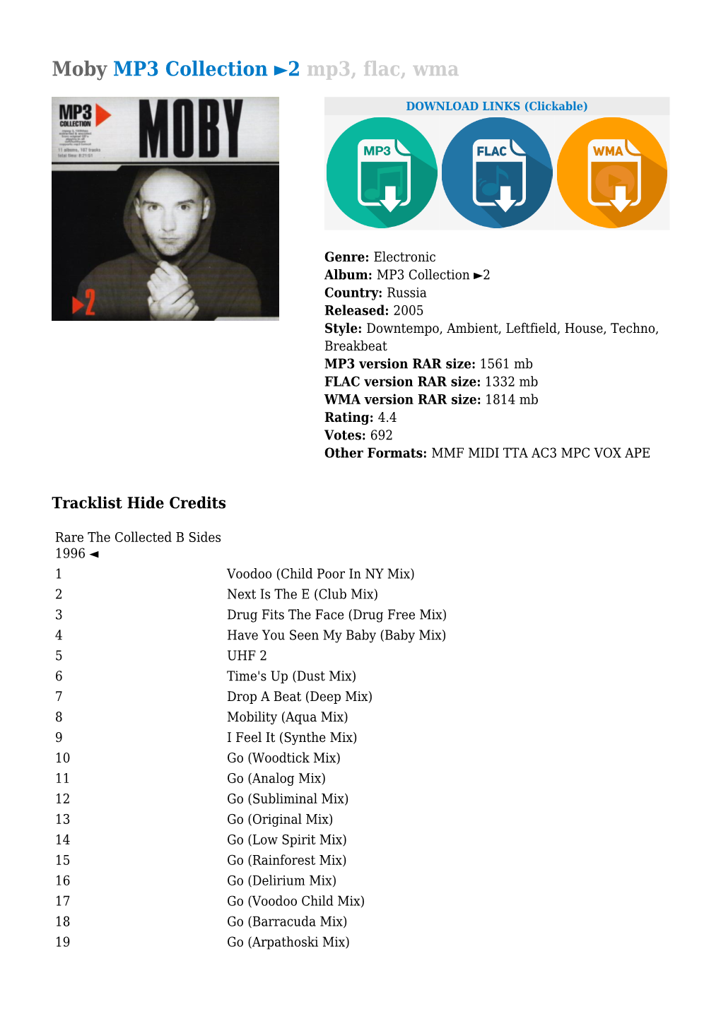 Moby MP3 Collection 2 Mp3, Flac