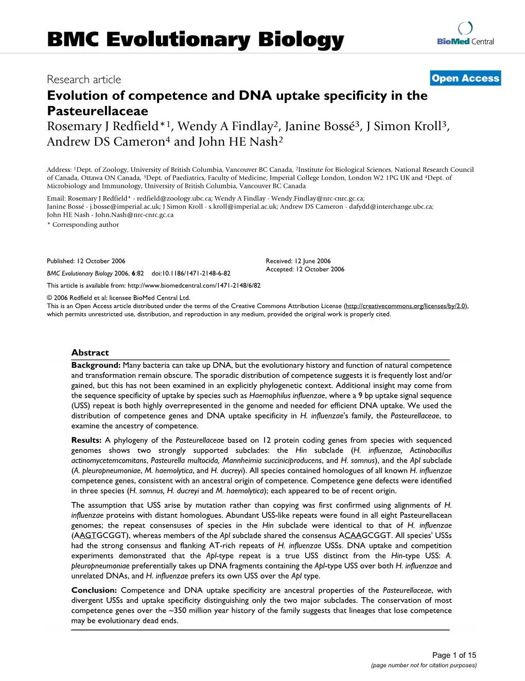 BMC Evolutionary Biology Biomed Central