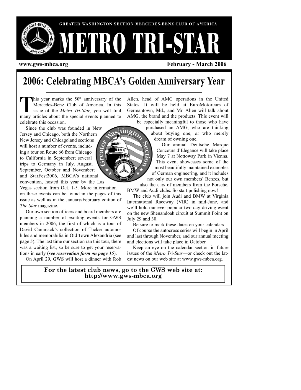 METRO TRI-STAR February - March 2006 2006: Celebrating MBCA’S Golden Anniversary Year