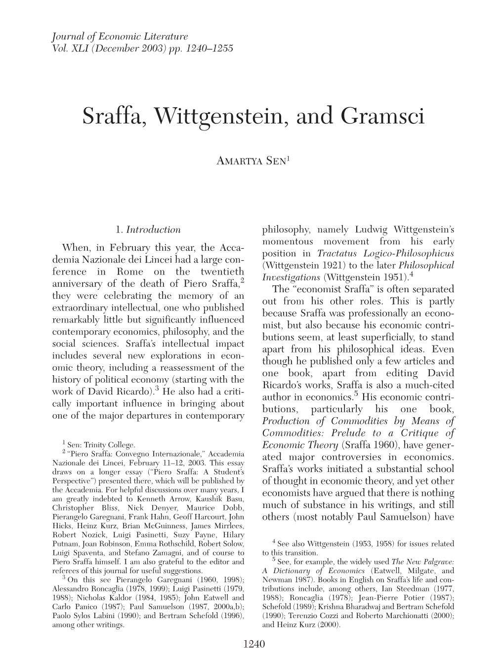 Sraffa, Wittgenstein, and Gramsci