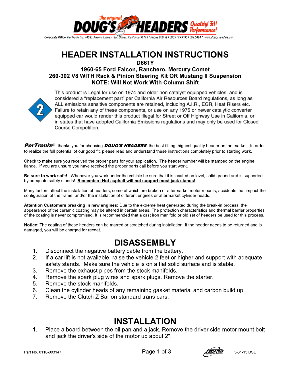 Header Installation Instructions