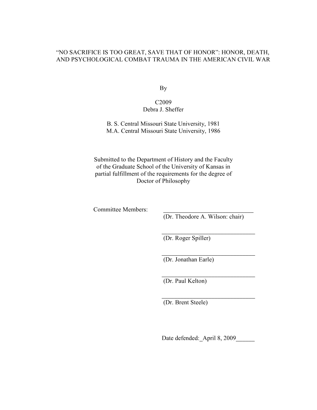 Honor, Death, and Psychological Combat Trauma in the American Civil War