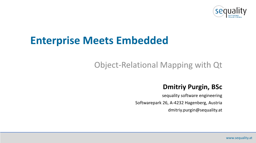 Object-Relational Mapping with Qt