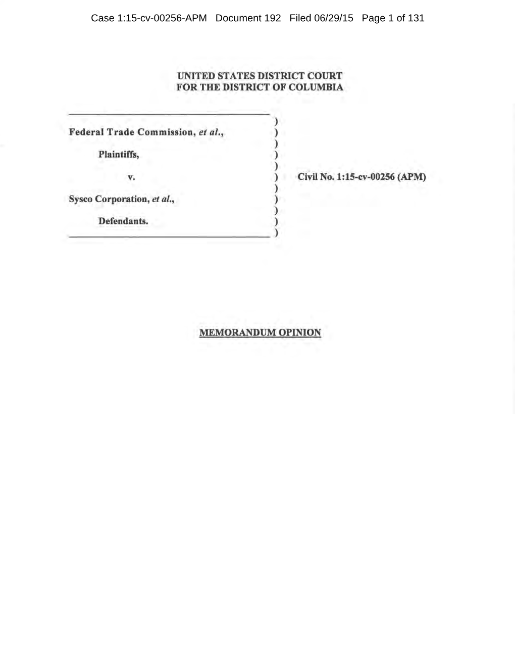 Case 1:15-Cv-00256-APM Document 192 Filed 06/29/15 Page 1 of 131