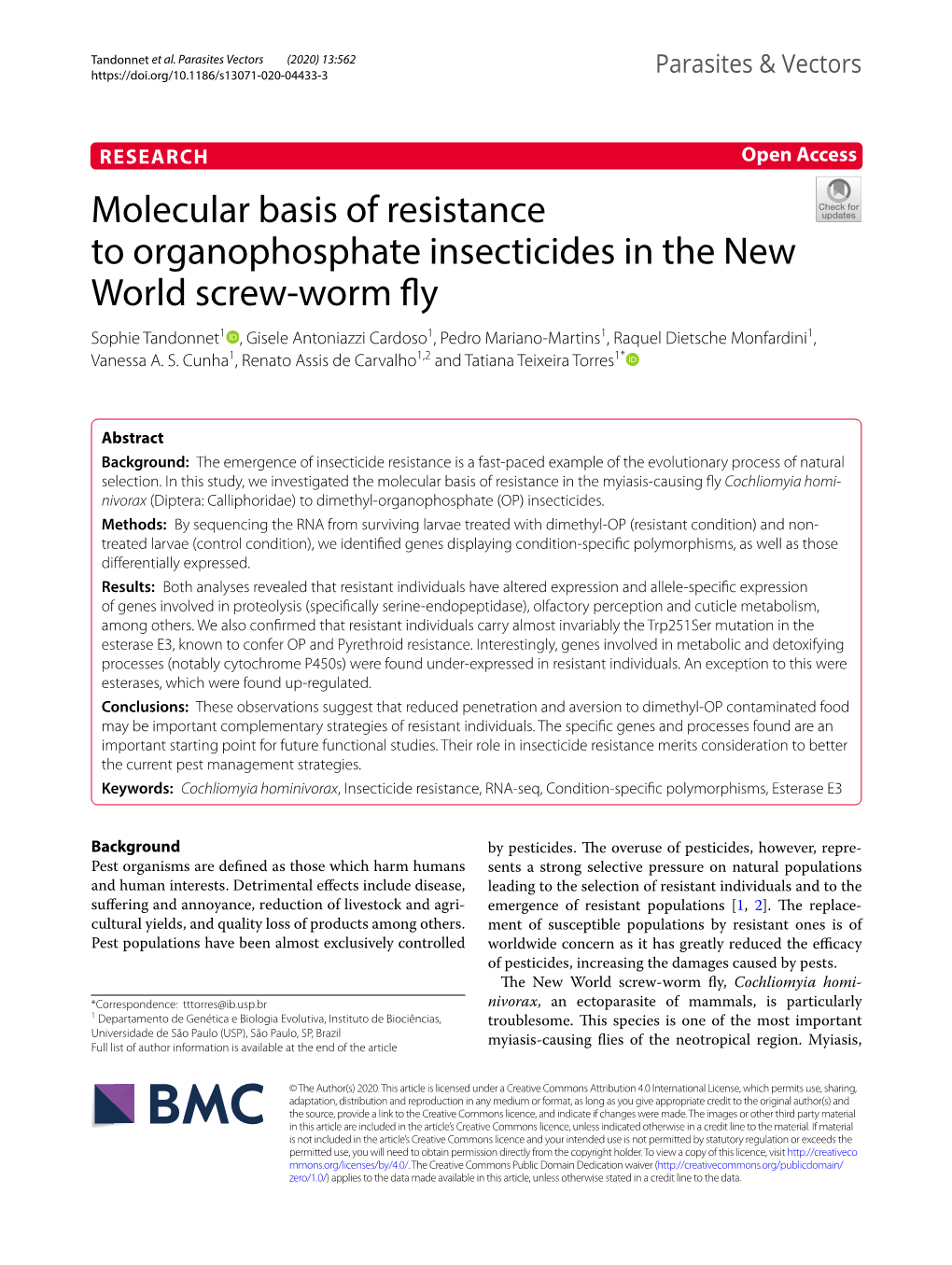 Molecular Basis of Resistance to Organophosphate Insecticides In