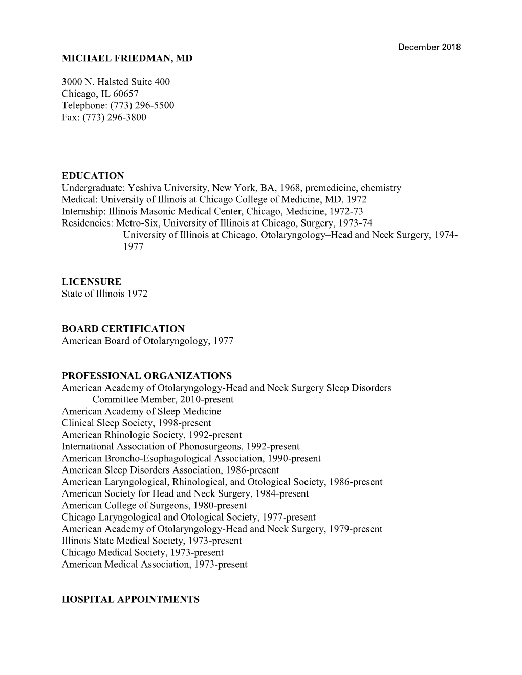 Friedman's CV