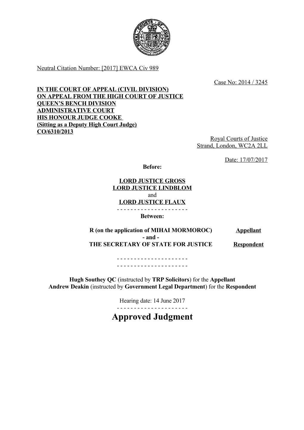 Court of Appeal Judgment Template s1